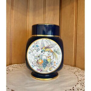 Vintage CarltonWare Ceramic Colbalt Ginger Jar Birds of Paradise English Pottery